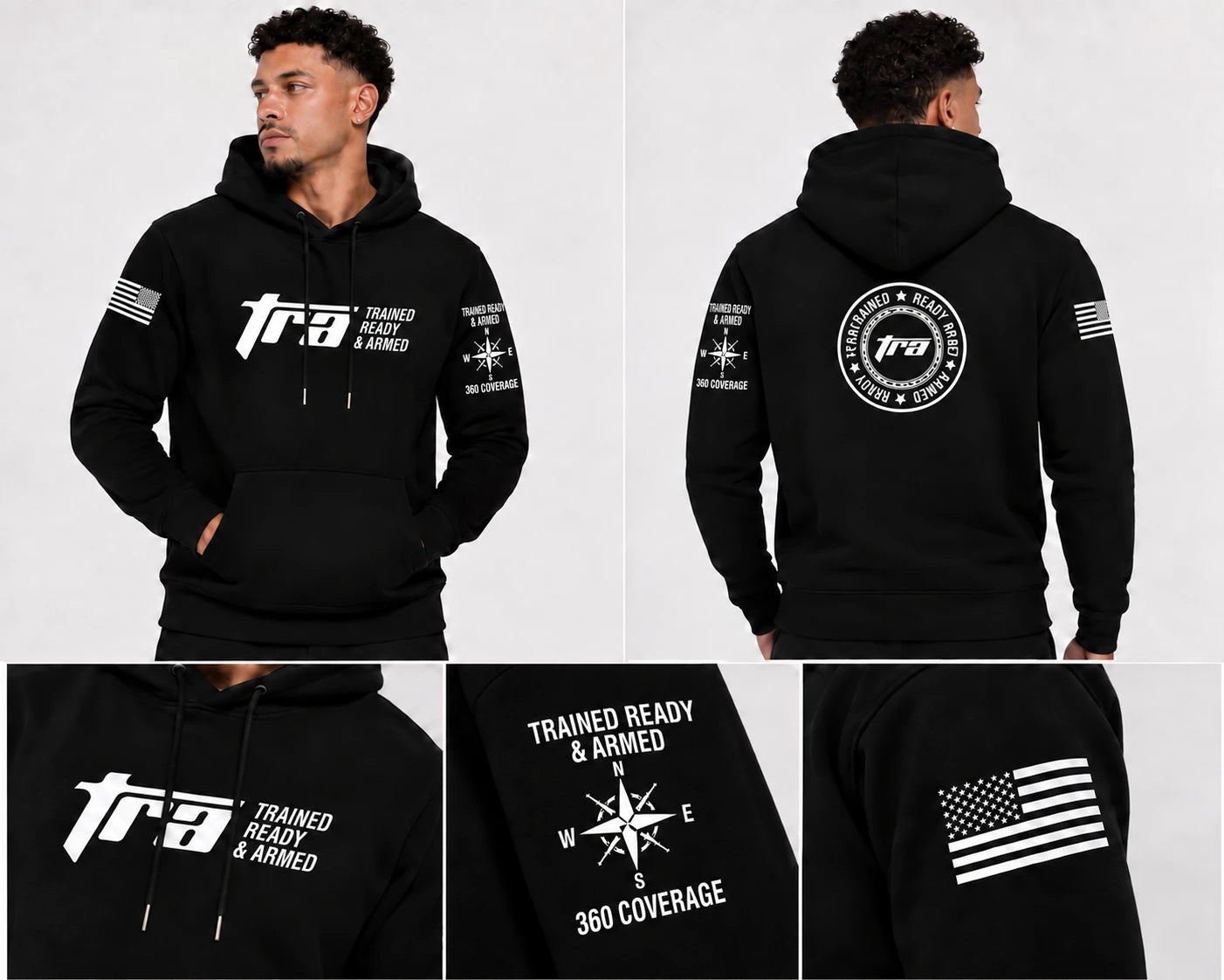 TRA 360° Signature Black Hoodie – Men’s