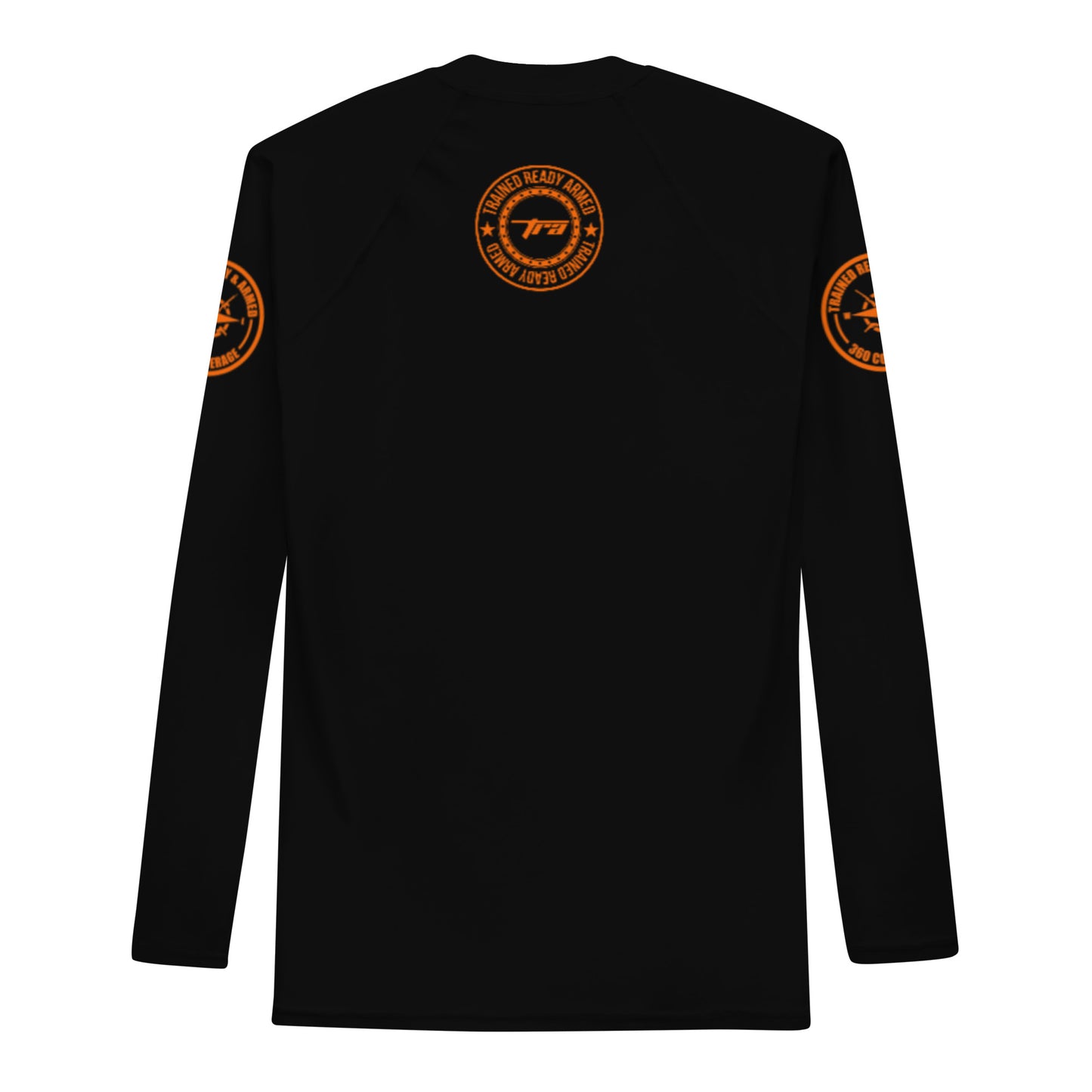 TRA Men's Black & Orange Rash Guard - Trained Ready Armed Apparel