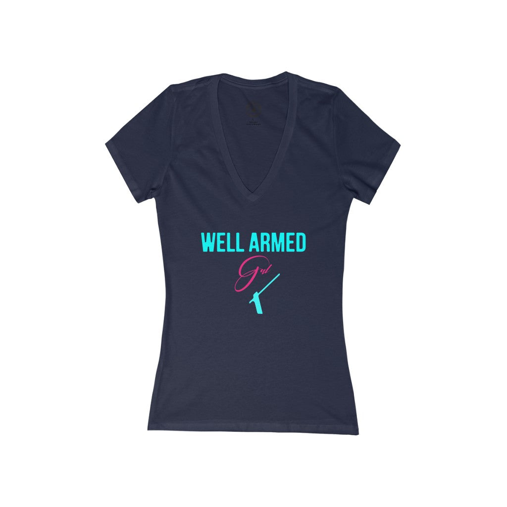 TRA "Well Armed Diva" Women's t Sleeve Deep V-Neck Tee - Trained Ready Armed Apparel