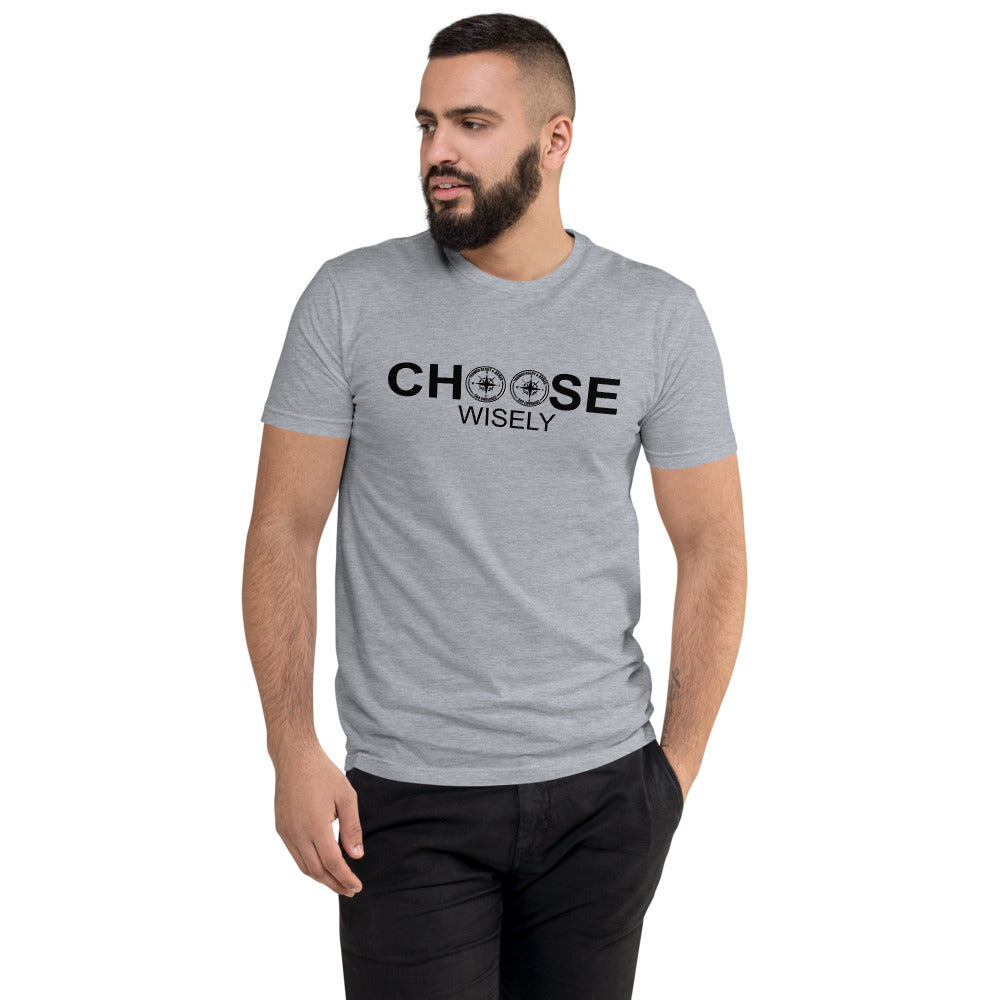 TRAINED READY ARMED (CHOOSE WISELY 360-BP-524)MEN'S FITTED Short Sleeve T-shirt - Trained Ready Armed Apparel