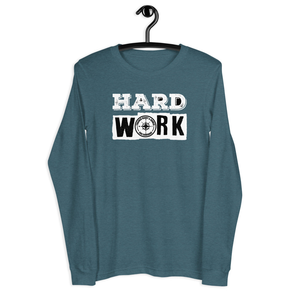 TRA "HARD WORK" Men’s Long Sleeve Tee - Trained Ready Armed Apparel