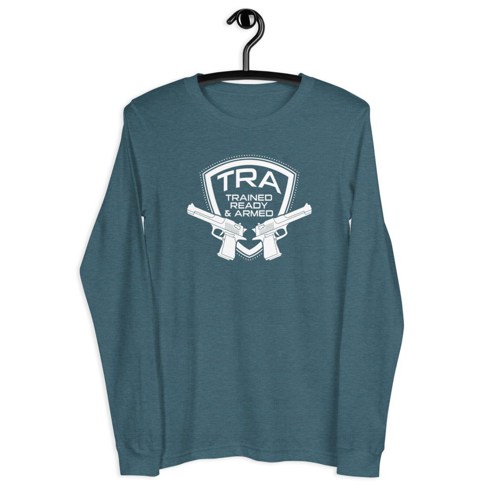 TRA "2 PISTOLS" Men’s Long Sleeve Tee - Trained Ready Armed Apparel