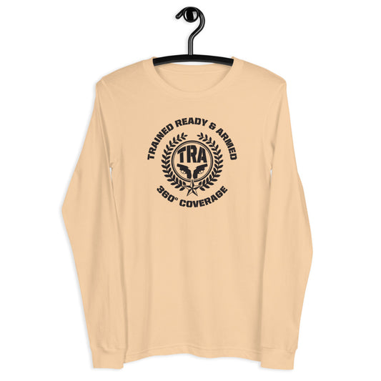 TRA Wreath with Revolvers Men’s Long Sleeve Tee - Trained Ready Armed Apparel