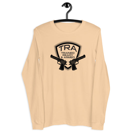 TRA "2 PISTOLS" Men’s Long Sleeve T-Shirt - Trained Ready Armed Apparel
