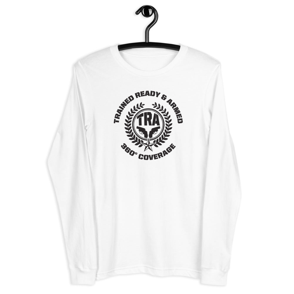 TRA Wreath with Revolvers Men’s Long Sleeve Tee - Trained Ready Armed Apparel