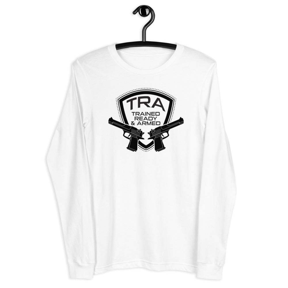 TRA "2 PISTOLS" Men’s Long Sleeve T-Shirt - Trained Ready Armed Apparel