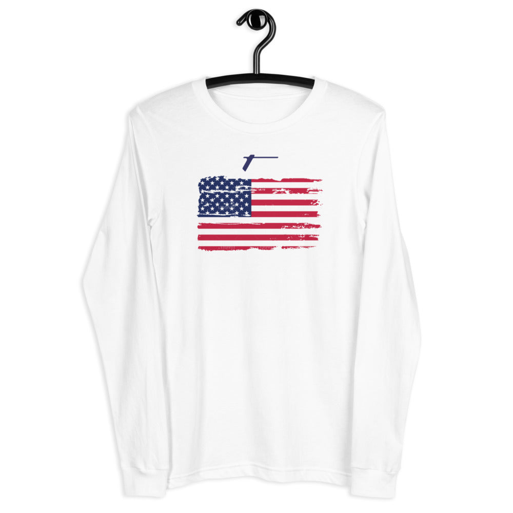 TRA "Distressed Flag" Men’s Long Sleeve Tee - Trained Ready Armed Apparel