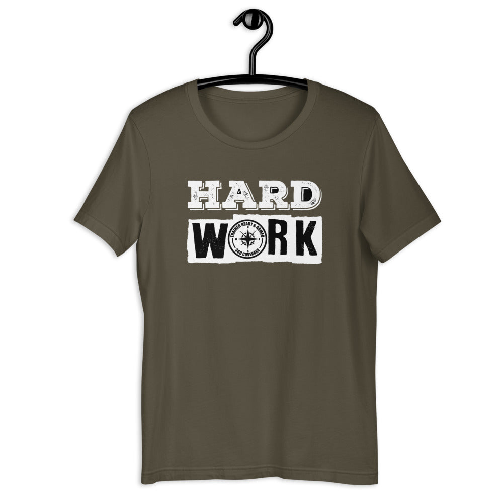 TRA "HARD WORK" Men's Short-Sleeve T-Shirt - Trained Ready Armed Apparel