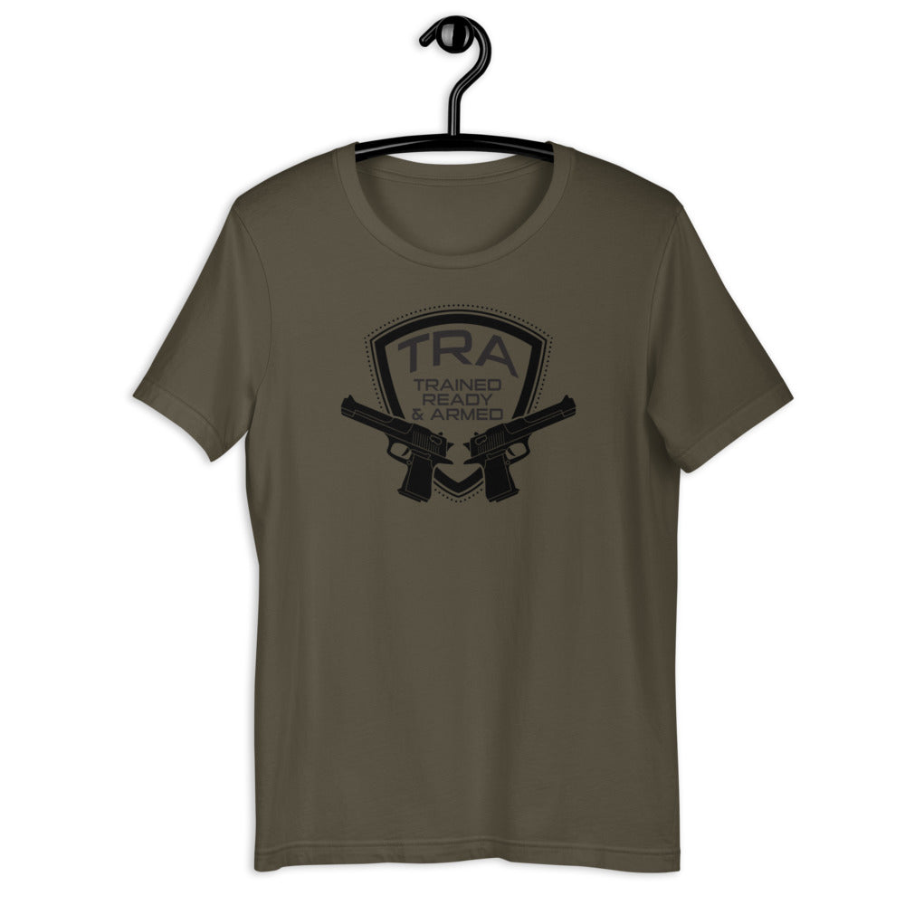 TRA "2 PISTOLS" -BP Men's Short-Sleeve T-Shirt - Trained Ready Armed Apparel