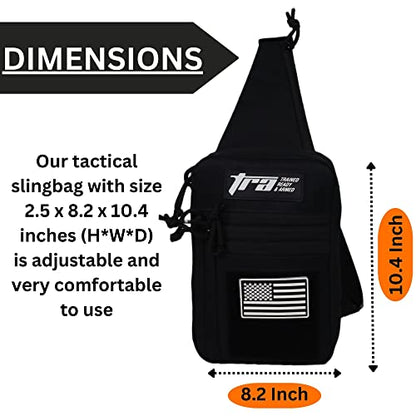 Trained Ready Armed Small Tactical Sling Bag with Holster (BLACK) - Trained Ready Armed Apparel