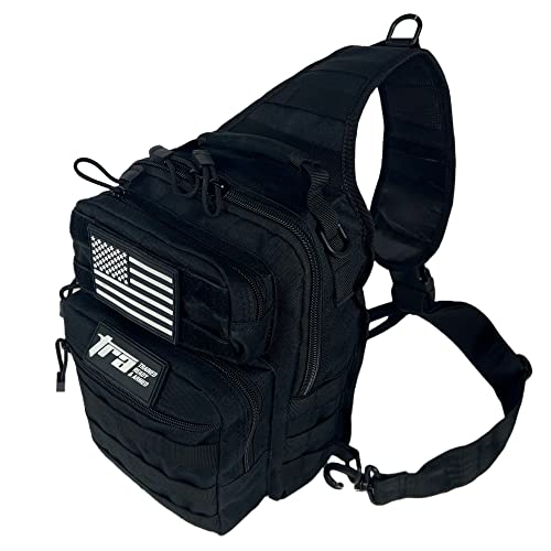 Trained Ready Armed Tactical Sling Bag for men - Comfortable Molle backpack for men (BLACK) - Trained Ready Armed Apparel