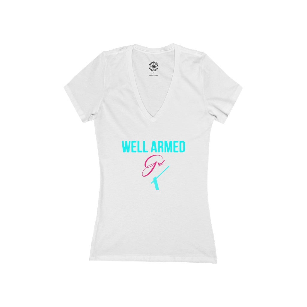 TRA "Well Armed Diva" Women's t Sleeve Deep V-Neck Tee - Trained Ready Armed Apparel