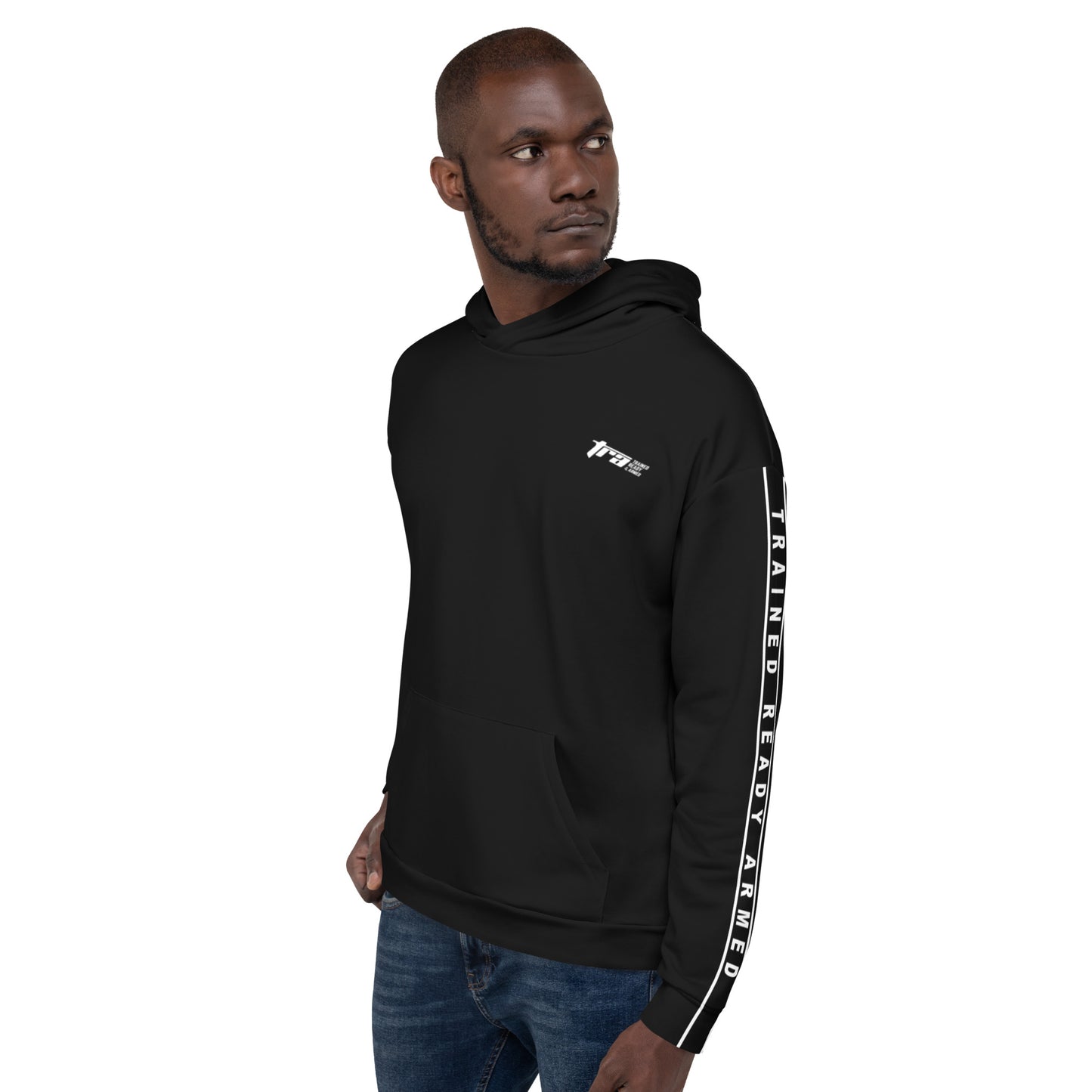 Trained Ready Armed Lining Designed Black & White Hoodie - Trained Ready Armed Apparel
