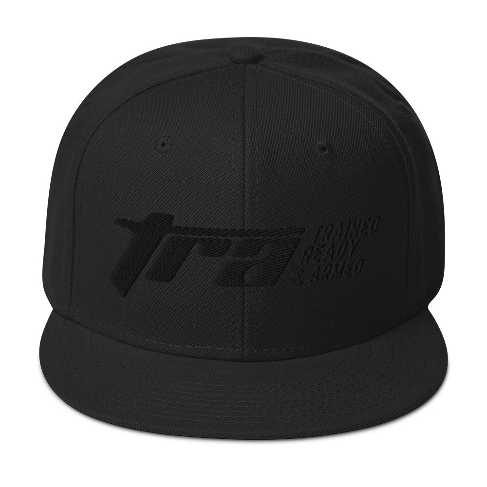 Trained Ready & Armed 2.0 Snapback Hat - Black Print - Trained Ready Armed Apparel