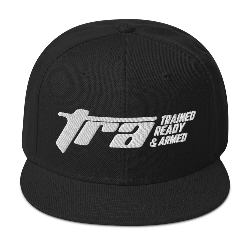 Trained Ready & Armed 2.0 Snapback Hat (white lettering) - Trained Ready Armed Apparel