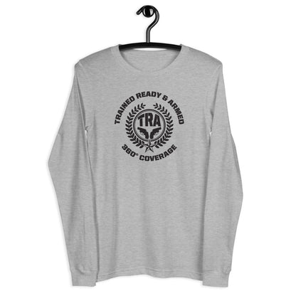 TRA Wreath with Revolvers Men’s Long Sleeve Tee - Trained Ready Armed Apparel
