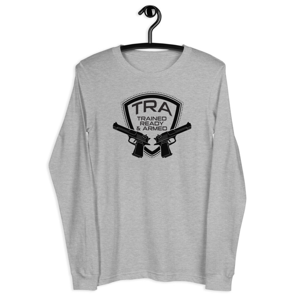 TRA "2 PISTOLS" Men’s Long Sleeve T-Shirt - Trained Ready Armed Apparel