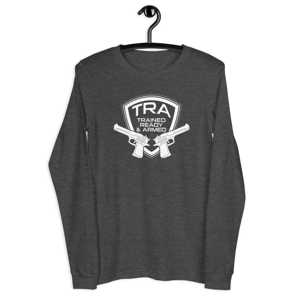 TRA "2 PISTOLS" Men’s Long Sleeve Tee - Trained Ready Armed Apparel