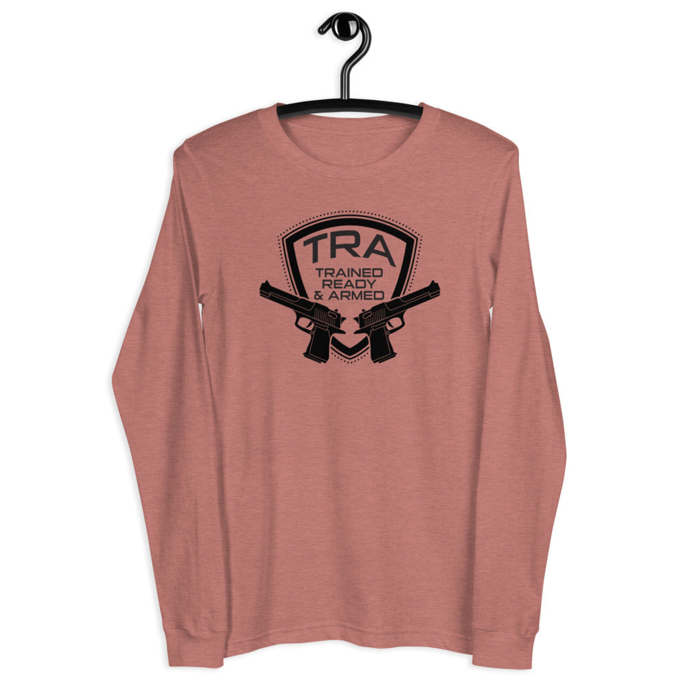 TRA "2 PISTOLS" Men’s Long Sleeve T-Shirt - Trained Ready Armed Apparel