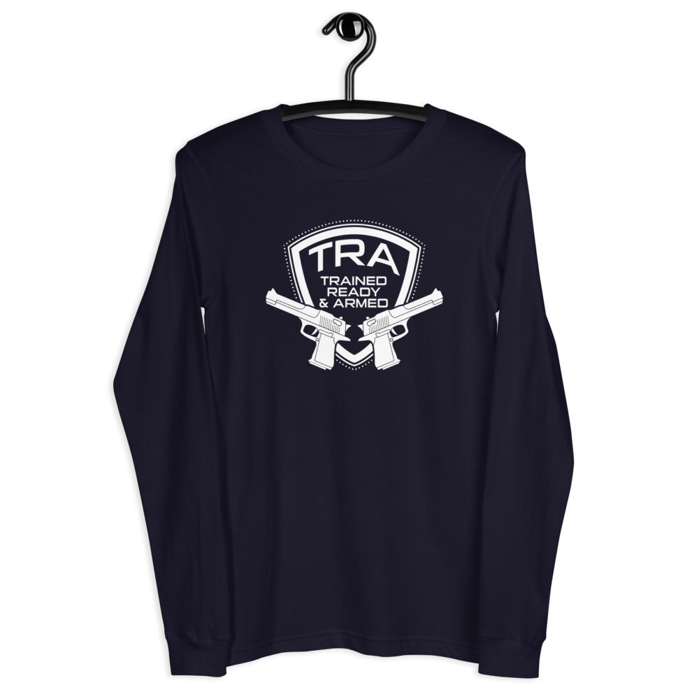 TRA "2 PISTOLS" Men’s Long Sleeve Tee - Trained Ready Armed Apparel