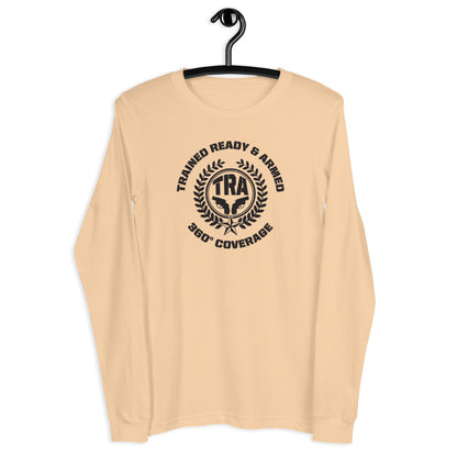 TRA Wreath with Revolvers Men’s Long Sleeve Tee - Trained Ready Armed Apparel