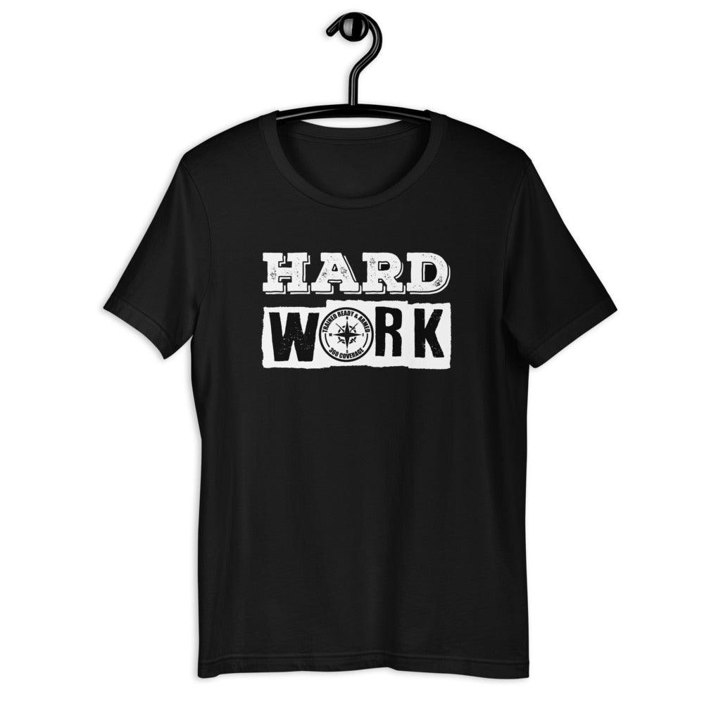 TRA "HARD WORK" Men's Short-Sleeve T-Shirt - Trained Ready Armed Apparel